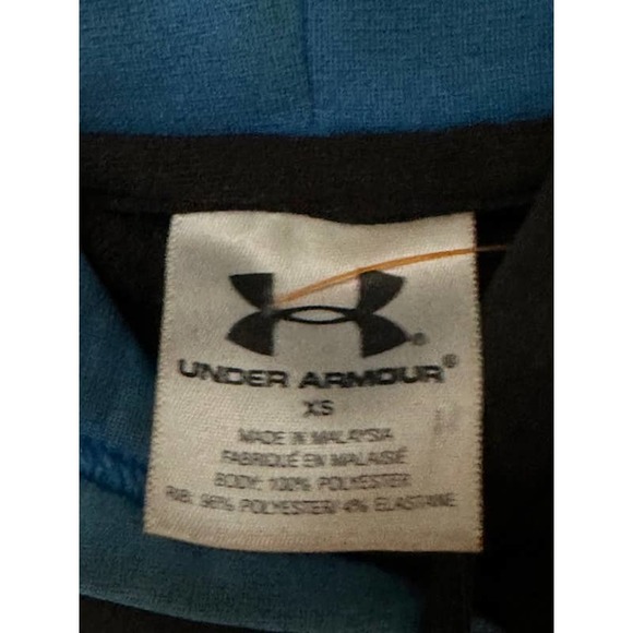 Under Armour Black Blue Hoodie Pullover Hooded Sweatshirt Womens XL Like New - Picture 4 of 4